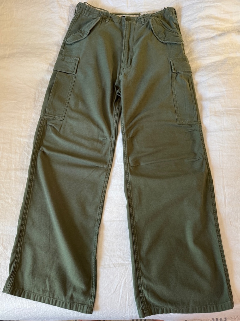 R13 Olive Green Wide Leg Cargo Pants